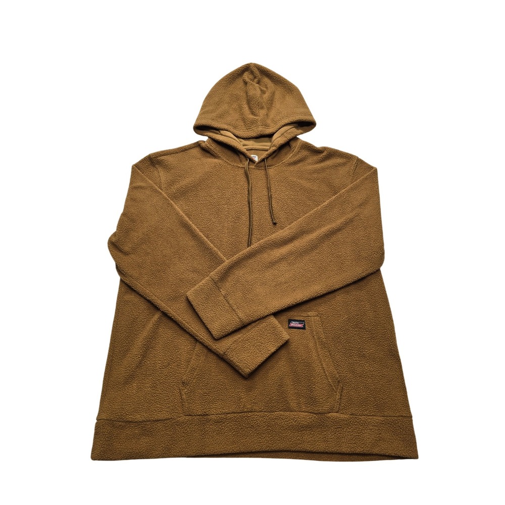 Genuine Dickies Sherpa Hoodie Faux Fur Fleece Pullover Brown Mens XL Gorpcore